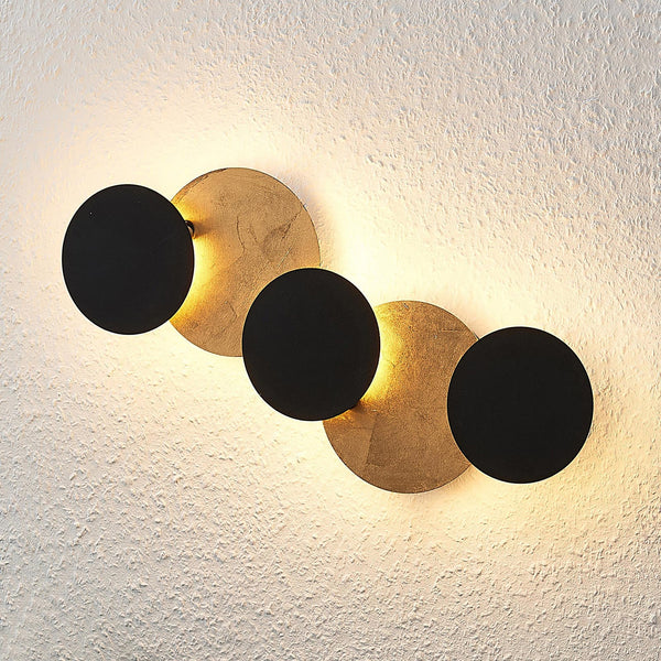 Applique murale LED Grazyna en métal, noir et doré, hauteur 15 cm