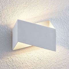 Applique murale Assona en aluminium, argenté et blanc, hauteur 16,5 cm