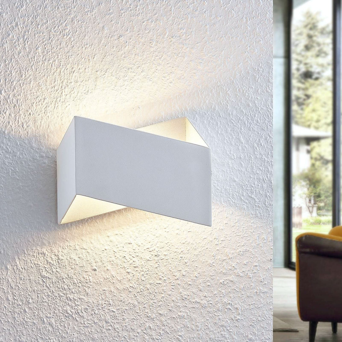 Applique murale Assona en aluminium, argenté et blanc, hauteur 16,5 cm