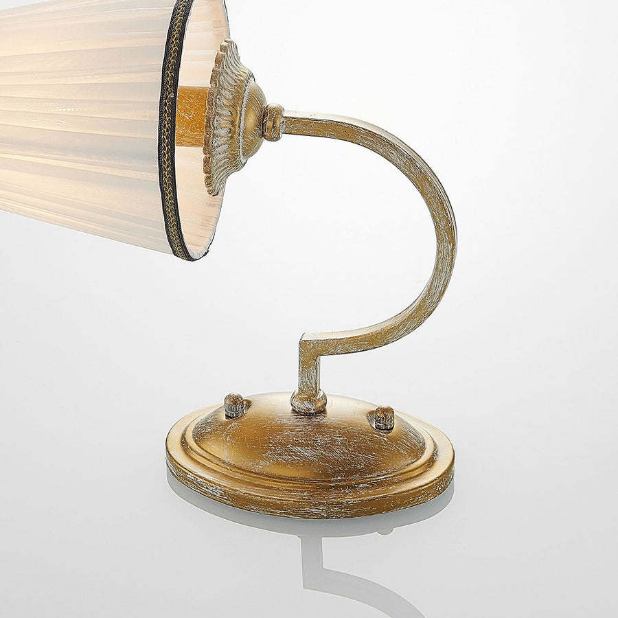 Applique murale Lumiel en tissu, crème et laiton ancien, hauteur 27 cm