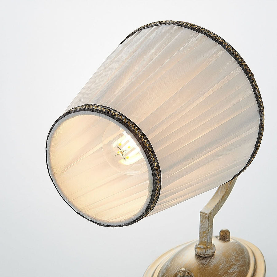 Applique murale Lumiel en tissu, crème et laiton ancien, hauteur 27 cm