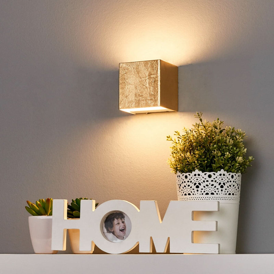 Applique murale LED Quentin en métal, doré, hauteur 9 cm, 3000 K, 5 W
