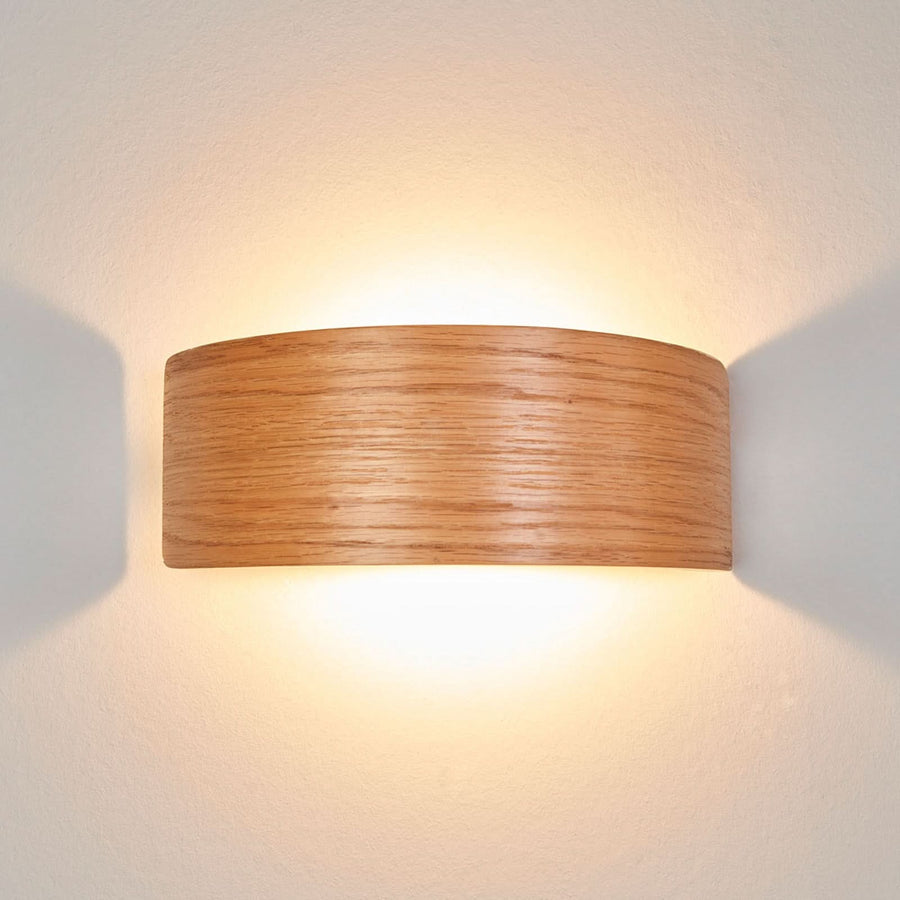 Applique murale LED Rafailia en bois, marron foncé, hauteur 8,5 cm