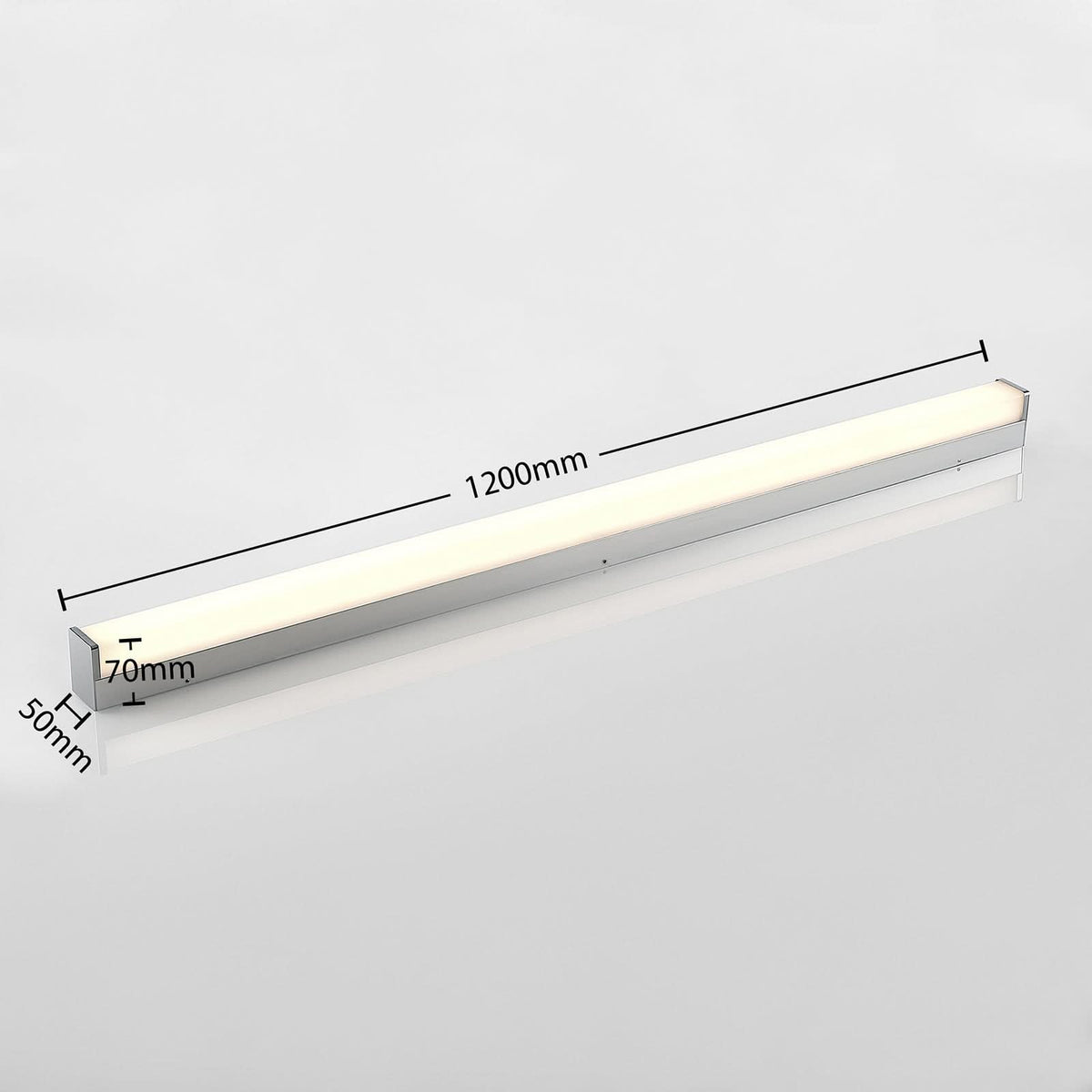 Applique murale LED Klea en aluminium, blanc et chromé, hauteur 5 cm, IP44, 3000 K, 20 W