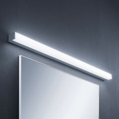Applique murale LED Klea en aluminium, blanc et chromé, hauteur 5 cm, IP44, 3000 K, 20 W