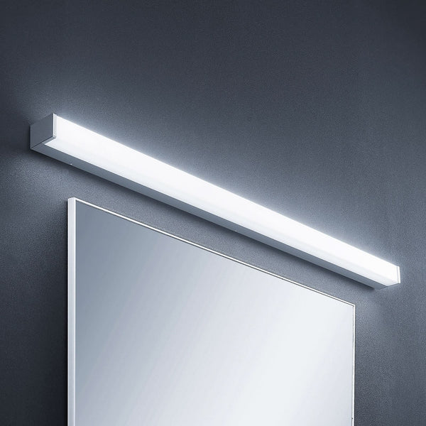 Applique murale LED Klea en aluminium, blanc et chromé, hauteur 5 cm, IP44, 3000 K, 20 W