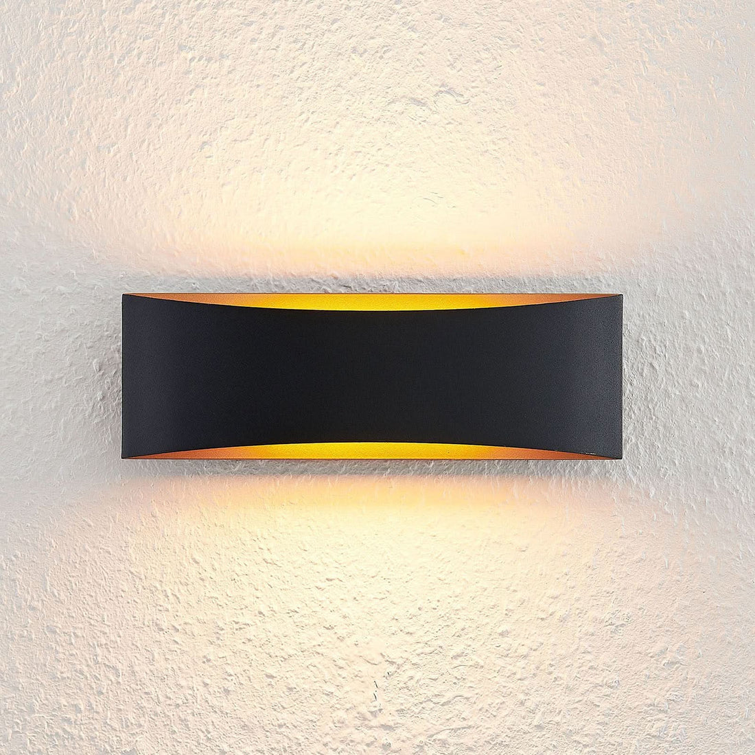 Applique murale LED Jelle en aluminium, noir et doré, hauteur 9 cm