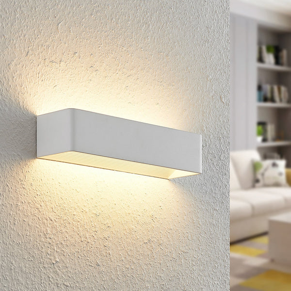 Applique murale LED Karam en aluminium, blanc, hauteur 8 cm, 3000 K, 11,2 W