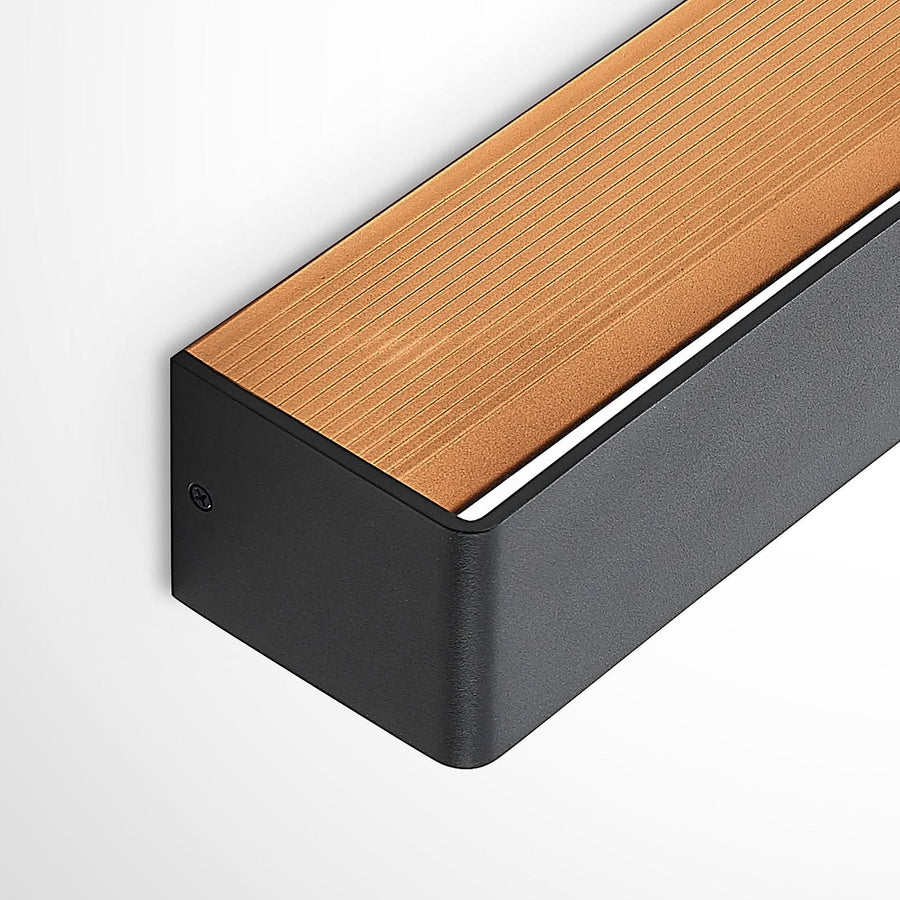 Applique murale LED Karam en aluminium, noir et doré, hauteur 8 cm, 3000 K, 13,7 W
