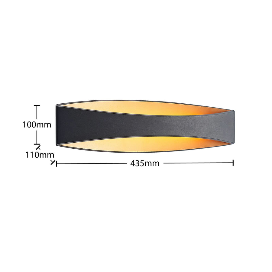 Applique murale LED Jelle en aluminium, noir et doré, hauteur 10 cm