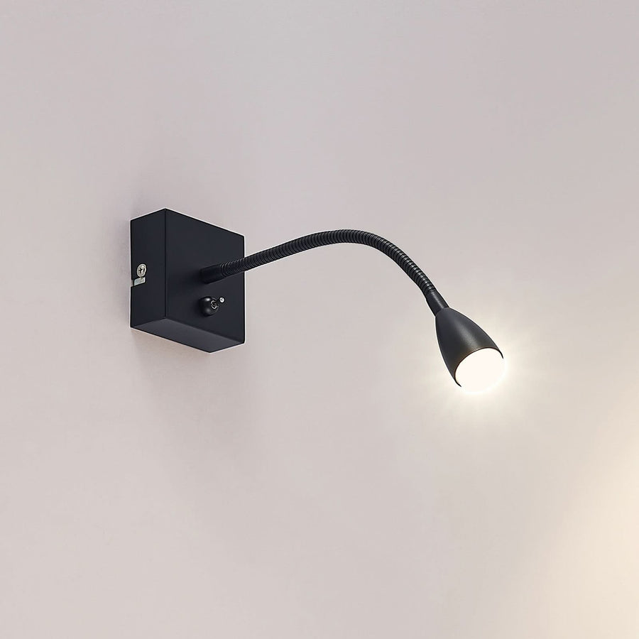Applique murale LED Jolka en métal, noir mat, hauteur 15 cm