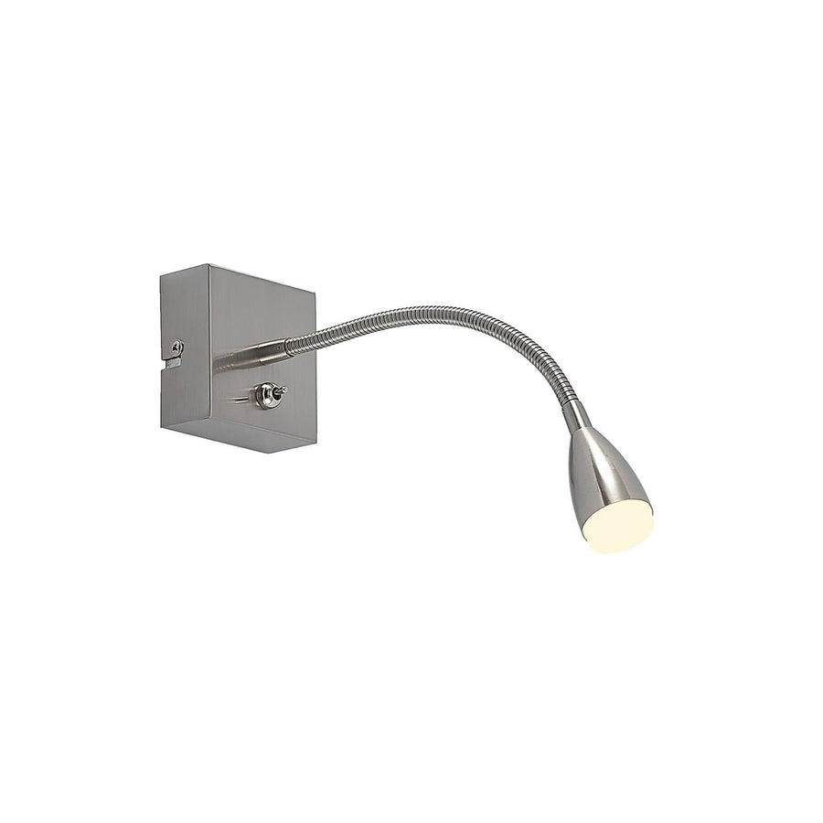 Applique murale LED Jolka en métal, nickel satiné, hauteur 7 cm