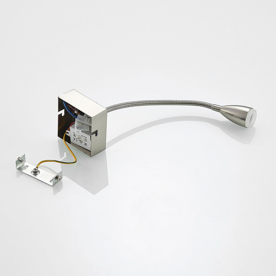 Applique murale LED Jolka en métal, nickel satiné, hauteur 7 cm