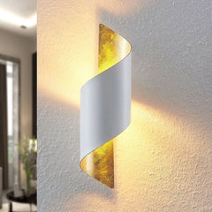 Applique murale Desirio en métal, blanc et doré, hauteur 35 cm