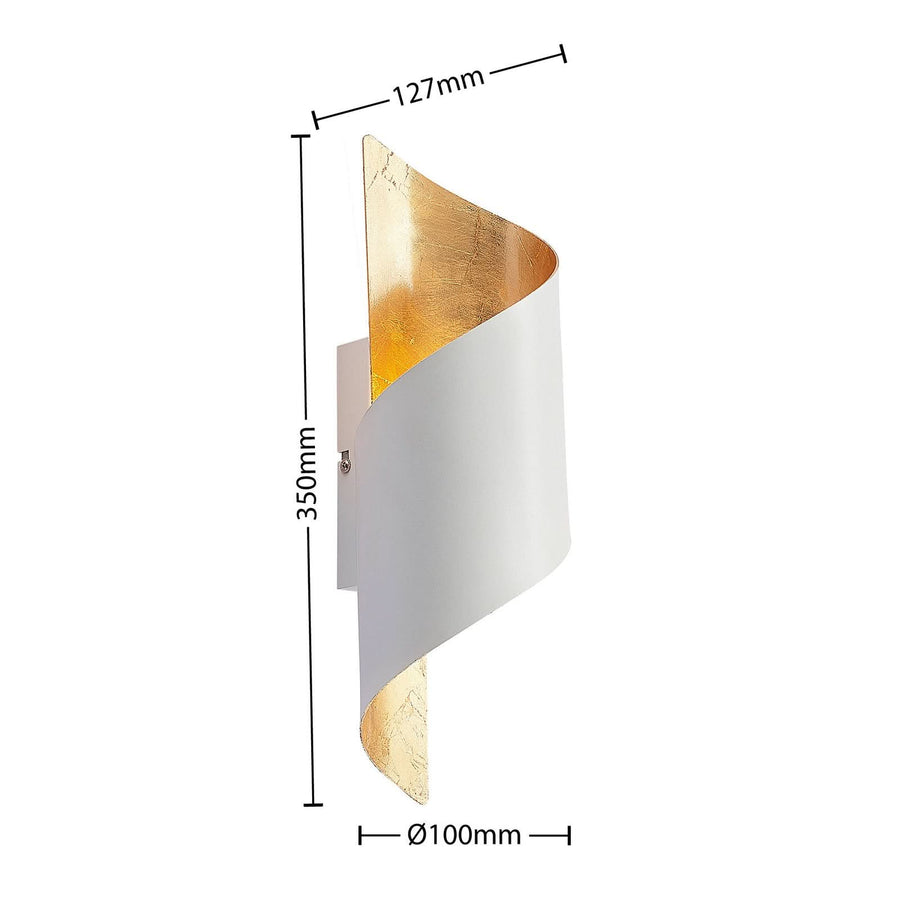 Applique murale Desirio en métal, blanc et doré, hauteur 35 cm