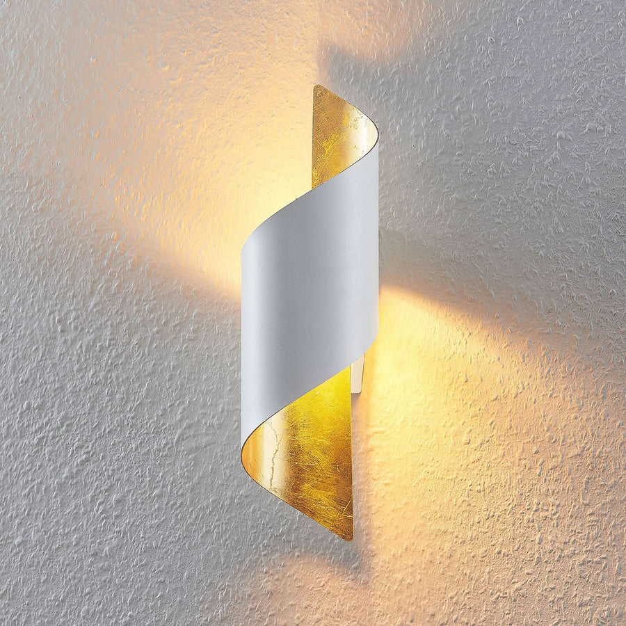 Applique murale Desirio en métal, blanc et doré, hauteur 35 cm