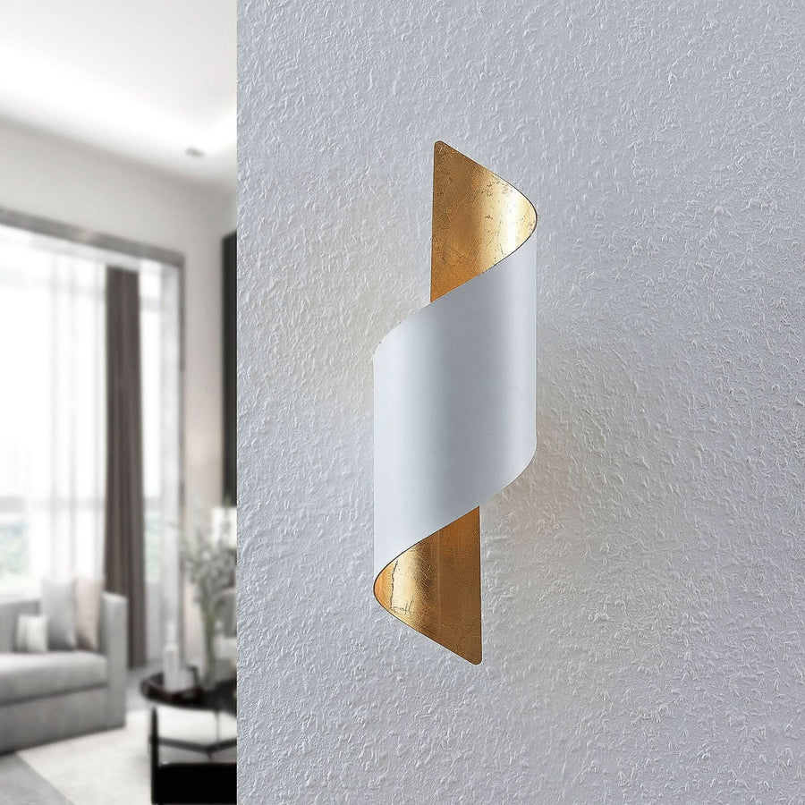 Applique murale Desirio en métal, blanc et doré, hauteur 35 cm