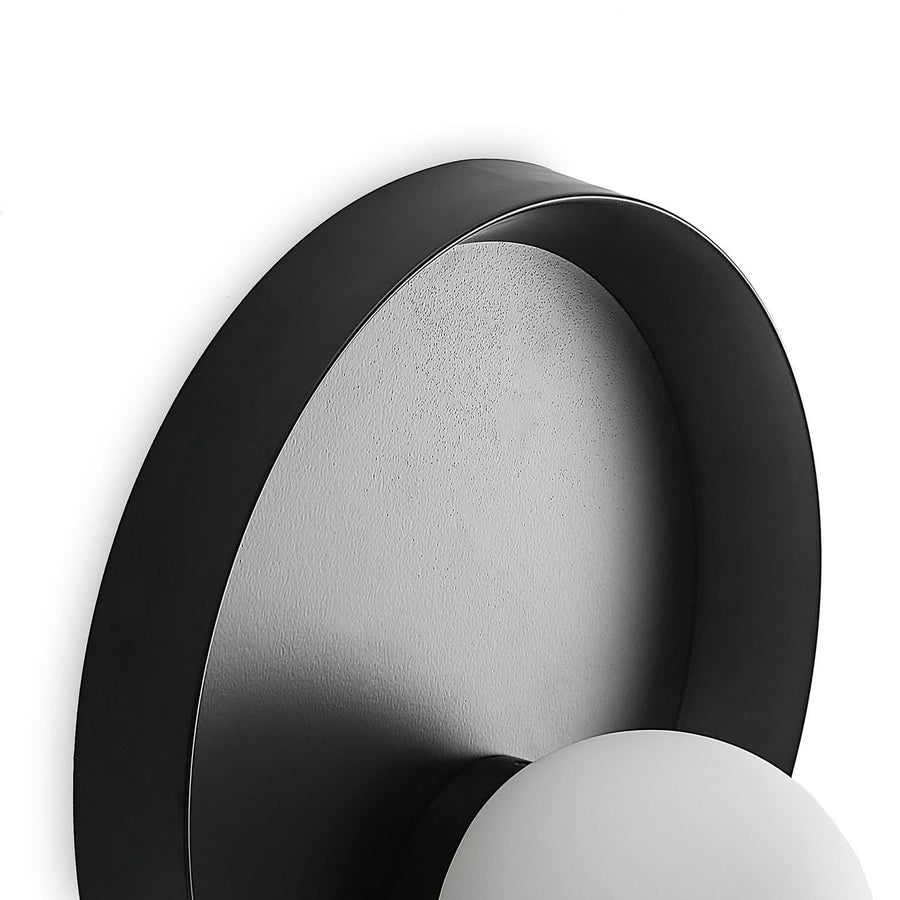 Applique murale Andelina en verre, noir mat et blanc, Ø 30 cm