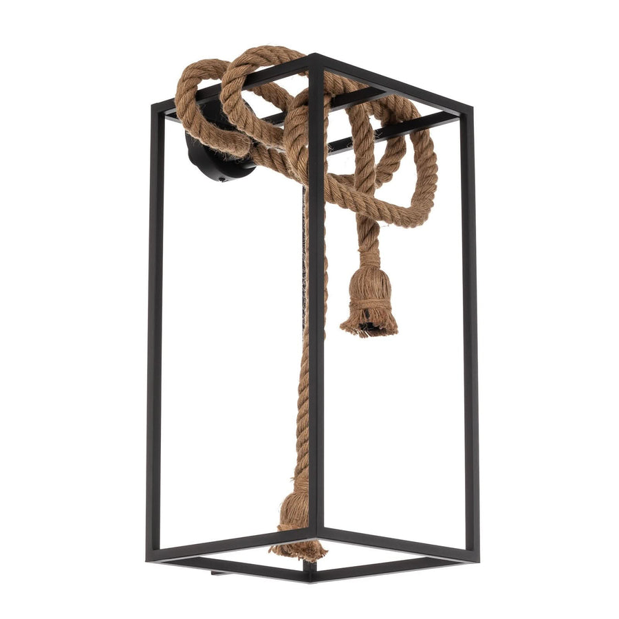 Applique murale Vlados en acier, noir et marron clair, 2 lumières, hauteur 54 cm
