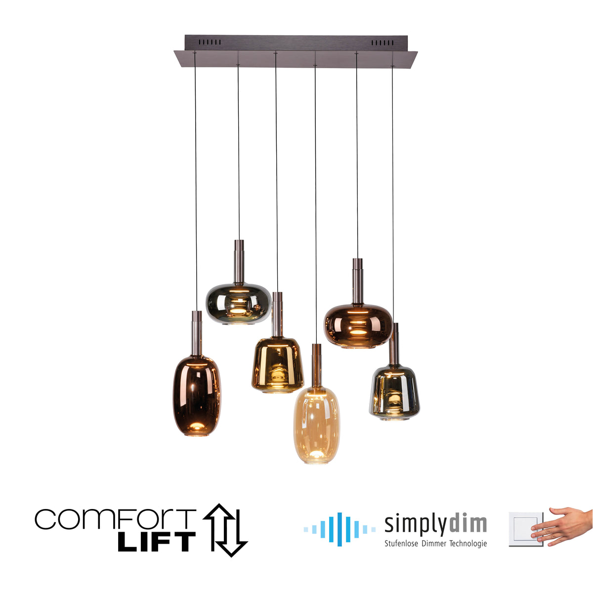Présentation produit mettant en avant les technologies Comfort Lift et Simply Dim.