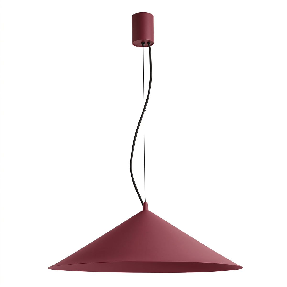 Modèle bordeaux de la suspension, grand cône fin et rosace cylindrique assortie