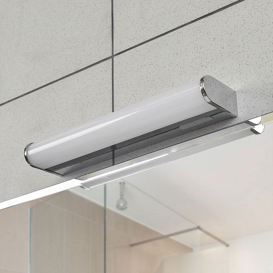 Applique murale LED Jesko Bad 3 en métal, blanc et chromé, hauteur 4 cm, IP44