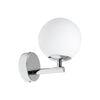 Applique murale LED Maviris en verre, chromé et blanc, hauteur 16,9 cm, IP44
