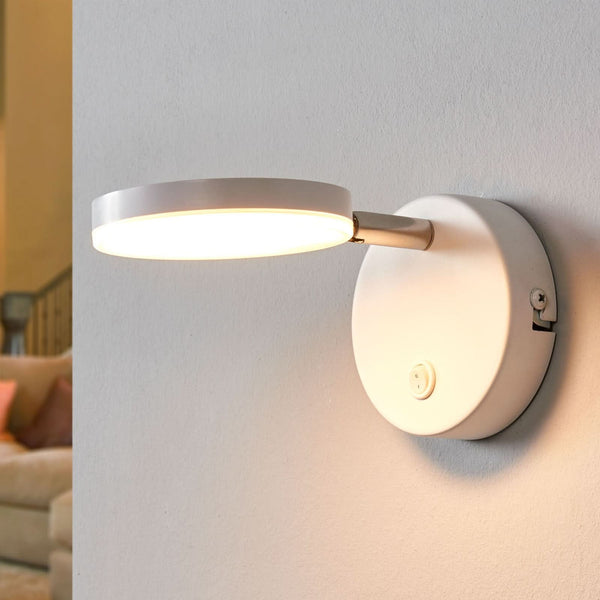 Applique murale LED Milow en métal, blanc et chromé, hauteur 9,6 cm