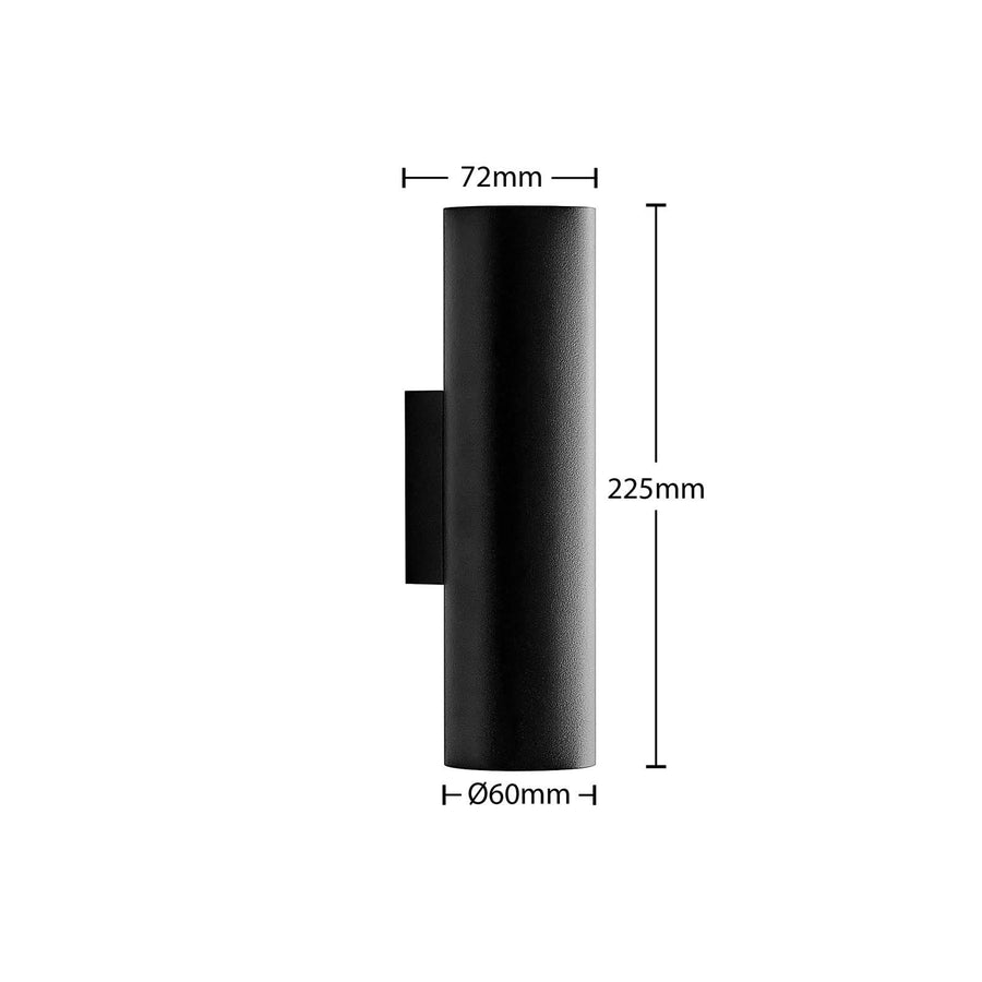 Applique murale Brinja en aluminium, noir, 2 lumières, hauteur 22,5 cm