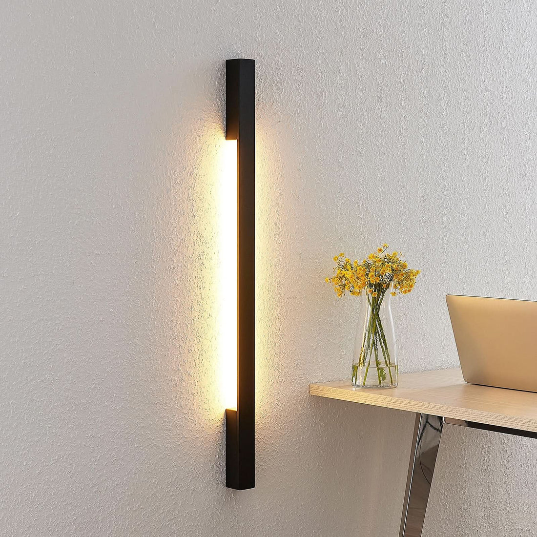 Applique murale LED Ivano 91 en aluminium, noir, hauteur 91 cm