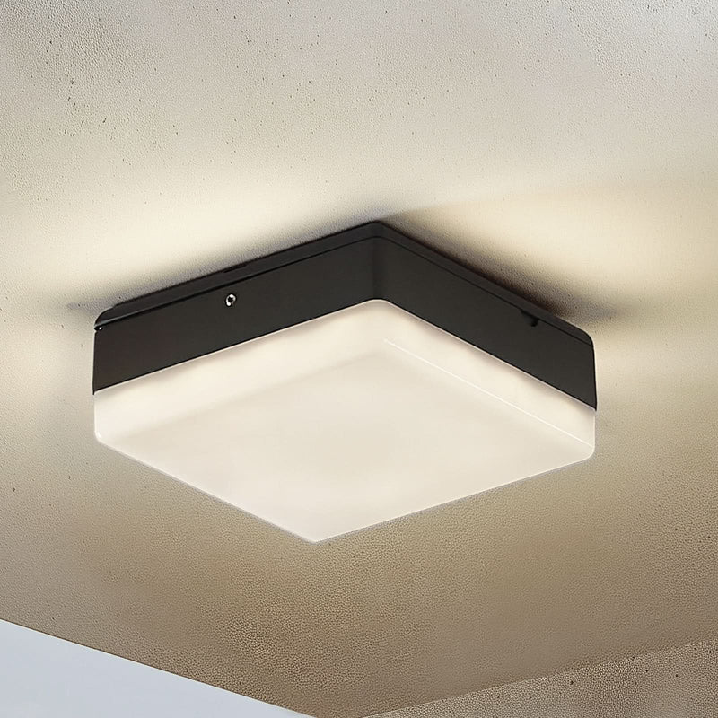 Plafonnier d'extérieur LED Thilo en aluminium, anthracite et blanc, hauteur 6,2 cm, IP54