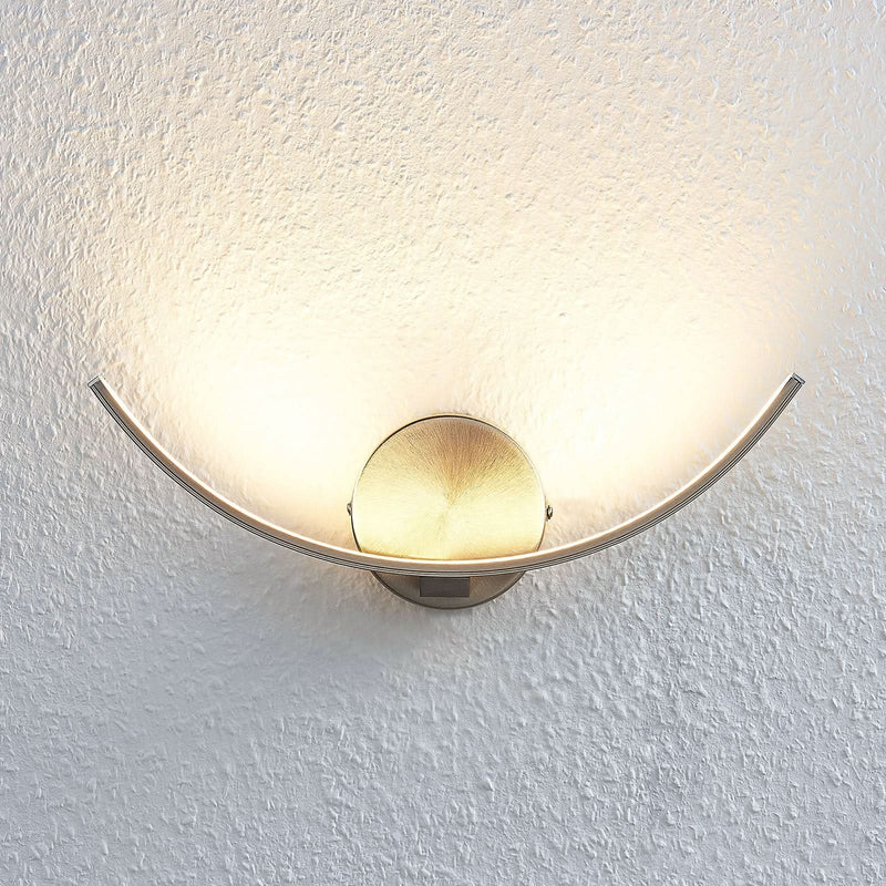 Applique murale LED Iven en métal, nickel satiné et blanc satiné, hauteur 12,5 cm