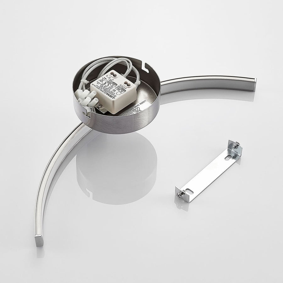 Applique murale LED Iven en métal, nickel satiné et blanc satiné, hauteur 12,5 cm