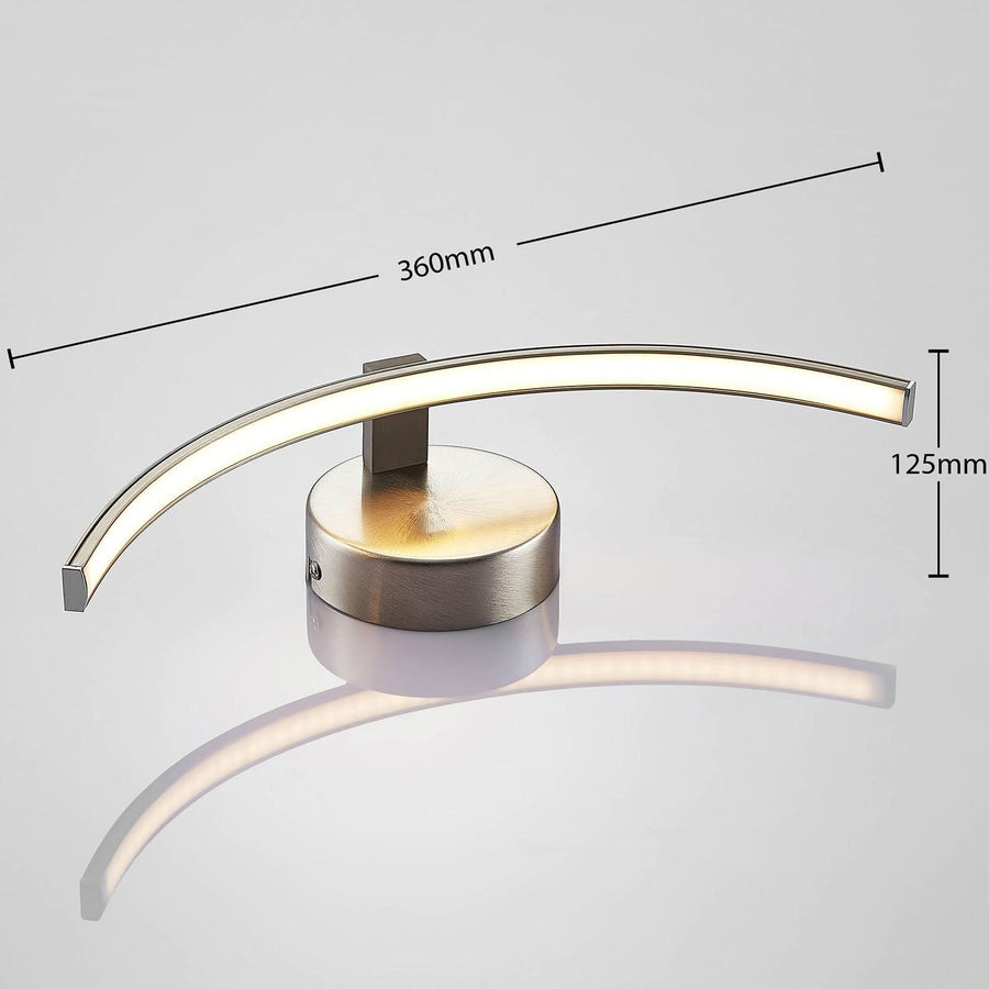 Applique murale LED Iven en métal, nickel satiné et blanc satiné, hauteur 12,5 cm