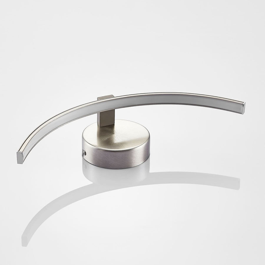 Applique murale LED Iven en métal, nickel satiné et blanc satiné, hauteur 12,5 cm