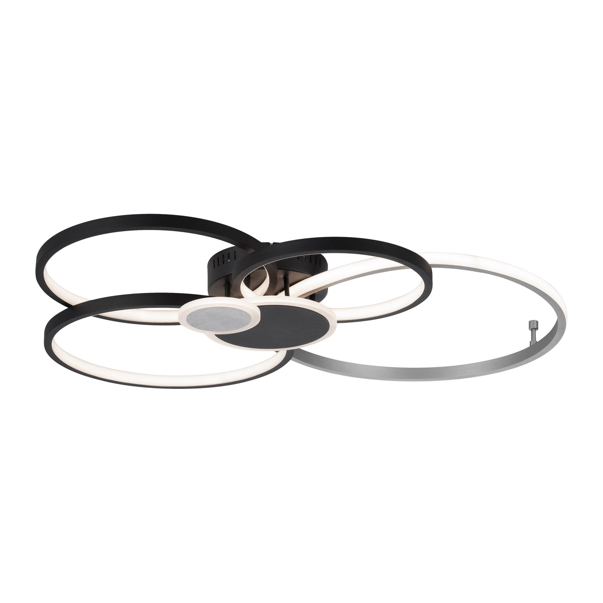 Plafonnier Papilon noir et aluminium, L 64 cm