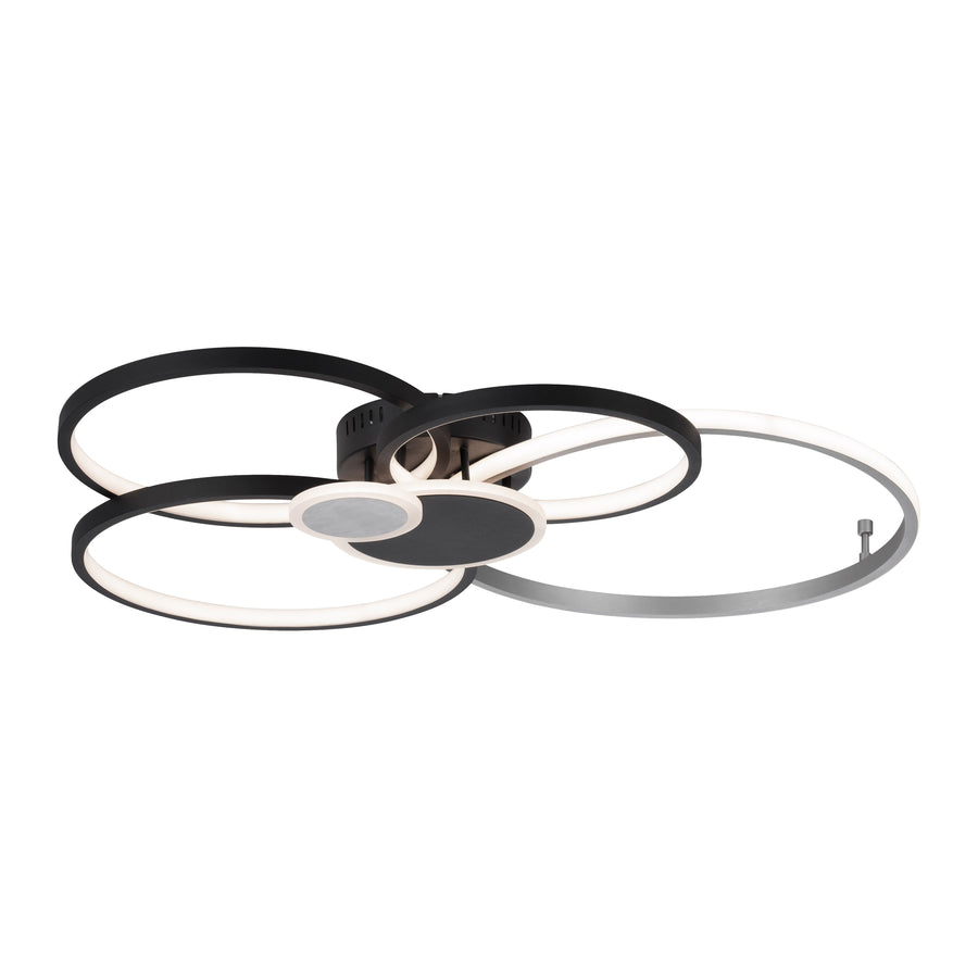 Plafonnier Papilon noir et aluminium, L 64 cm