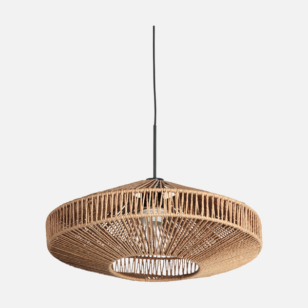 Hängeleuchte aus Naturseil, Untertasse, Ø 40 cm, geflochtener Lampenschirm | Ropéa