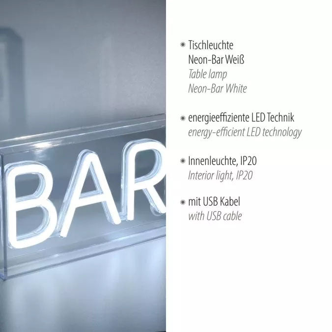 Détail du boîtier transparent accompagné du texte technique LED, IP20 et câble USB