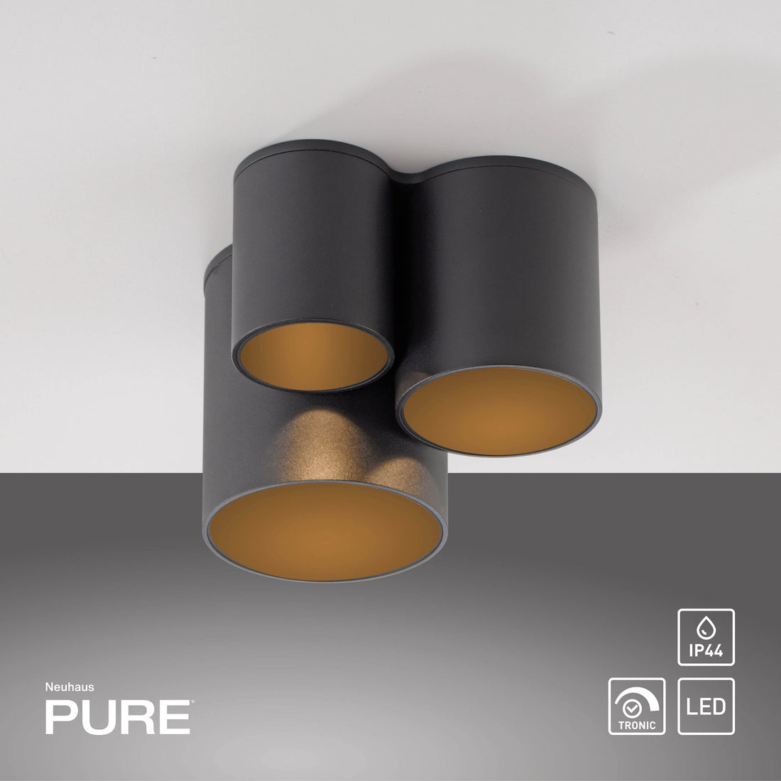 Plafonnier Pure Point noir, L 18 cm