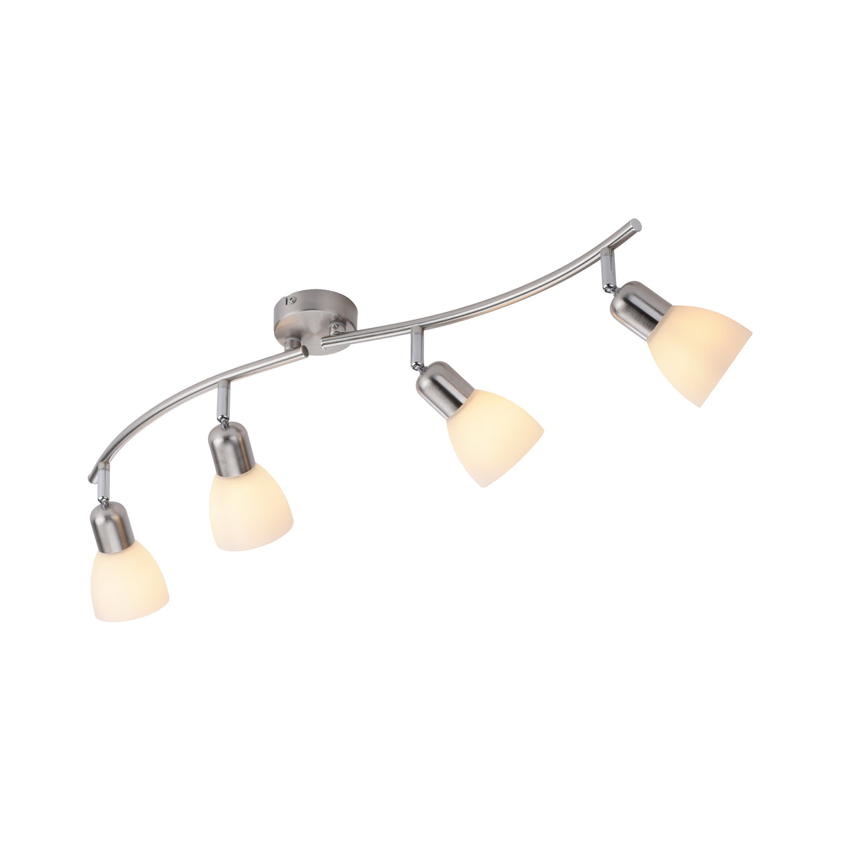 Plafonnier Karo 4 lumières acier, verre