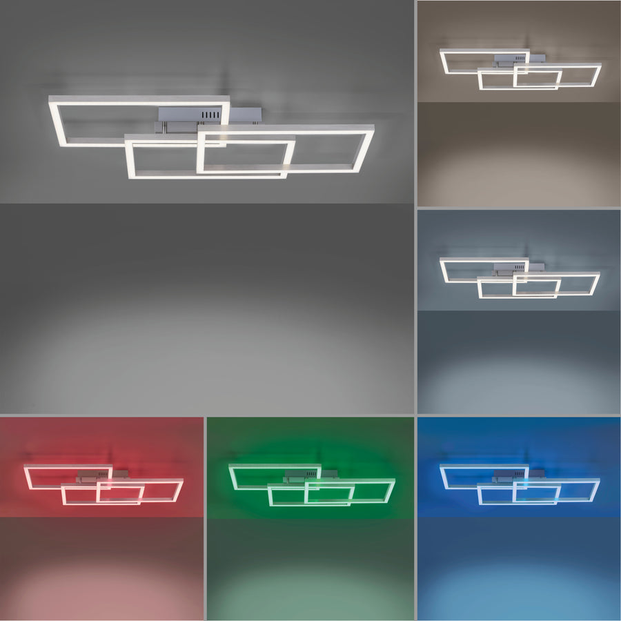 Simulation des températures de couleur et éclairages RGB rouge, vert et bleu au plafond
