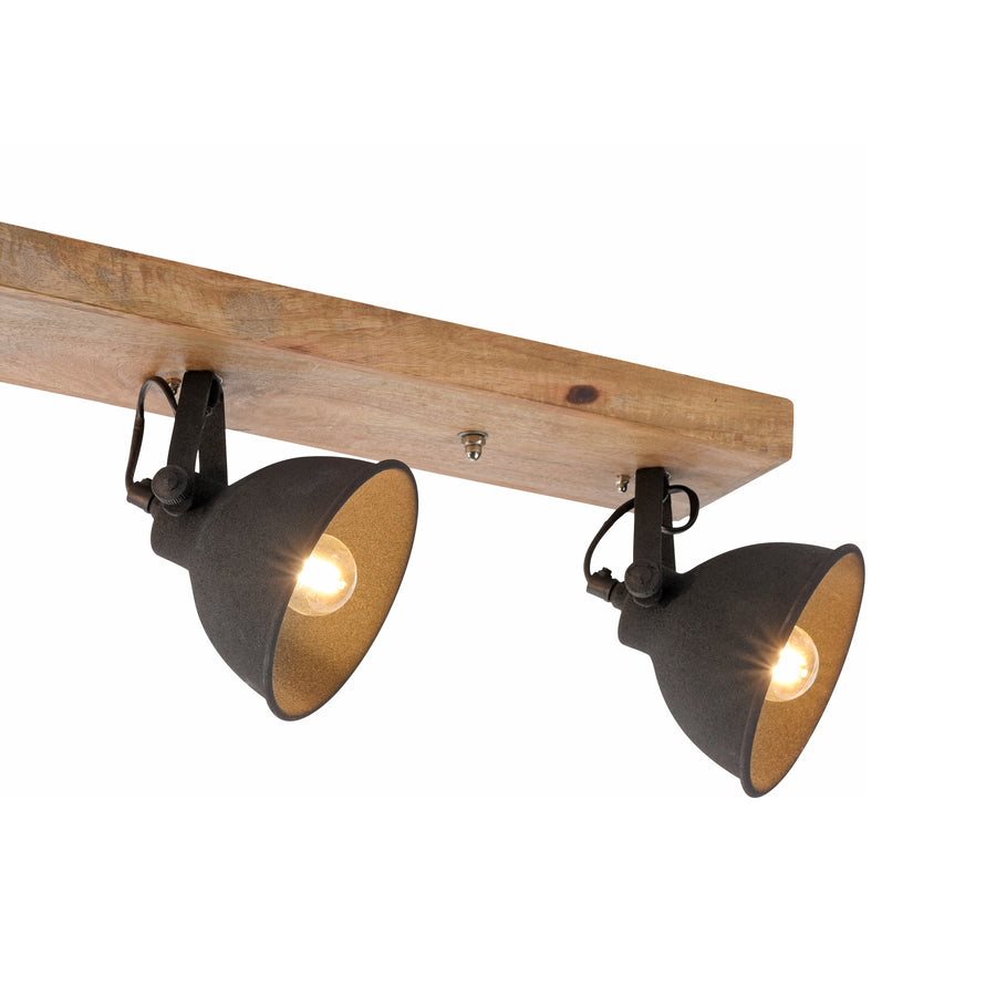Plafonnier Samia 3 lumières noir et bois