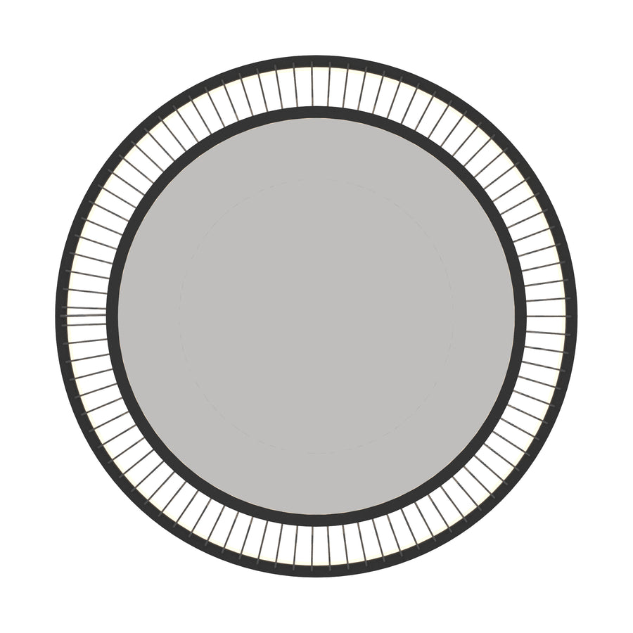 Vue de dessous montrant la couronne de tiges noires autour du diffuseur central