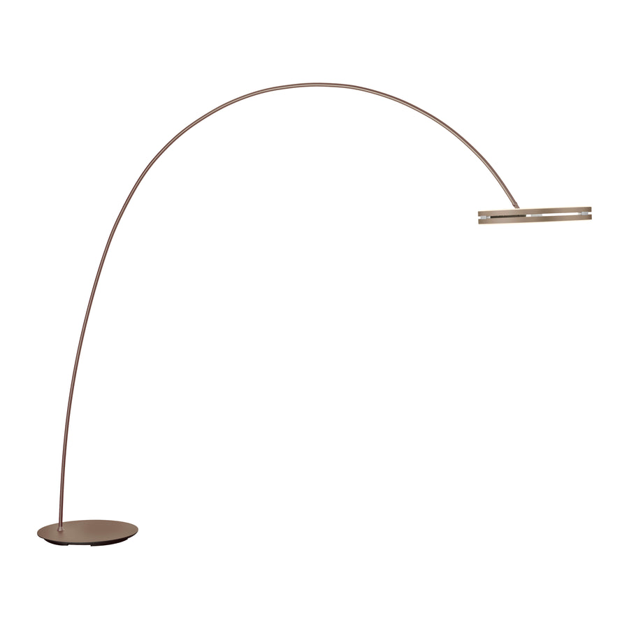 Silhouette complète du lampadaire sur fond blanc, montrant l'arc et le socle ovale.