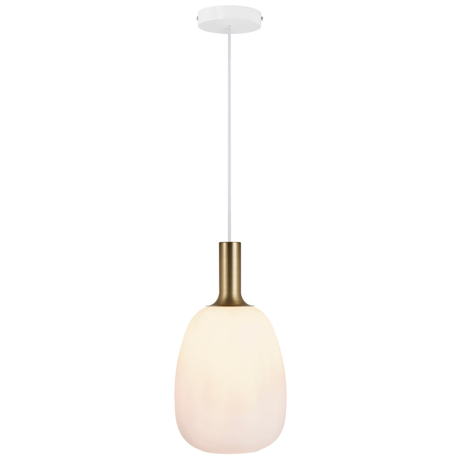 Vue d'ensemble de la suspension avec finition laiton et rosace plafond