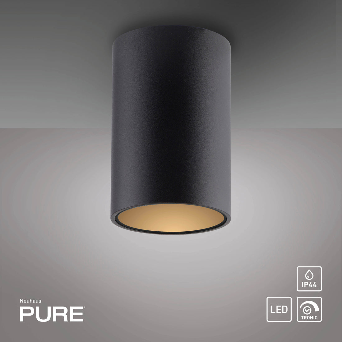 Plafonnier Pure Point noir, H 9 cm