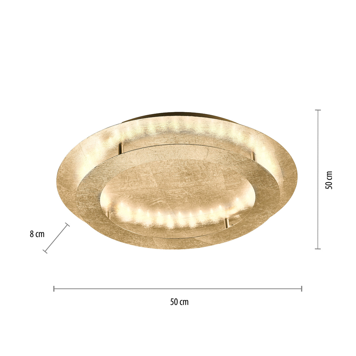 Schéma coté indiquant 50 cm de diamètre et 8 cm de hauteur
