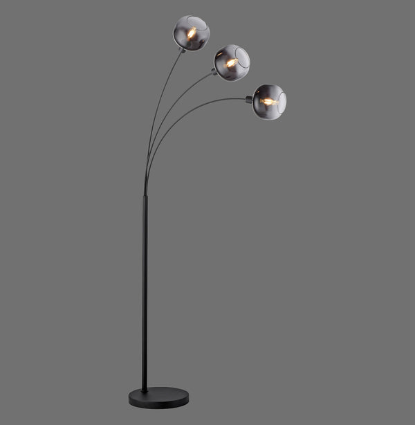 Lampadaire Zea 3 lumières noir, verre