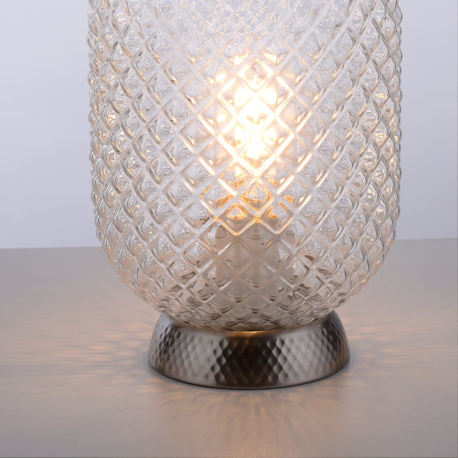 Lampe à poser Reishi argentée, verre